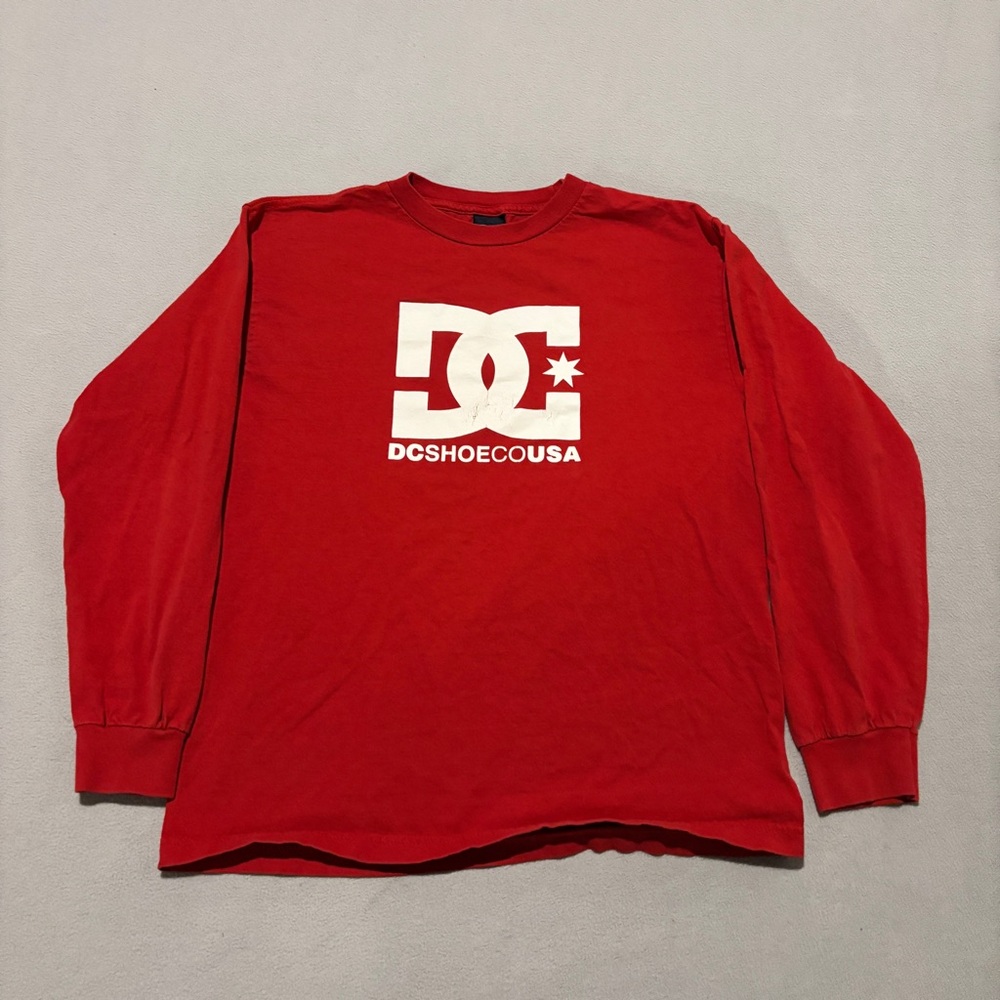 DC Red Long Sleeve Shirt with White Logo